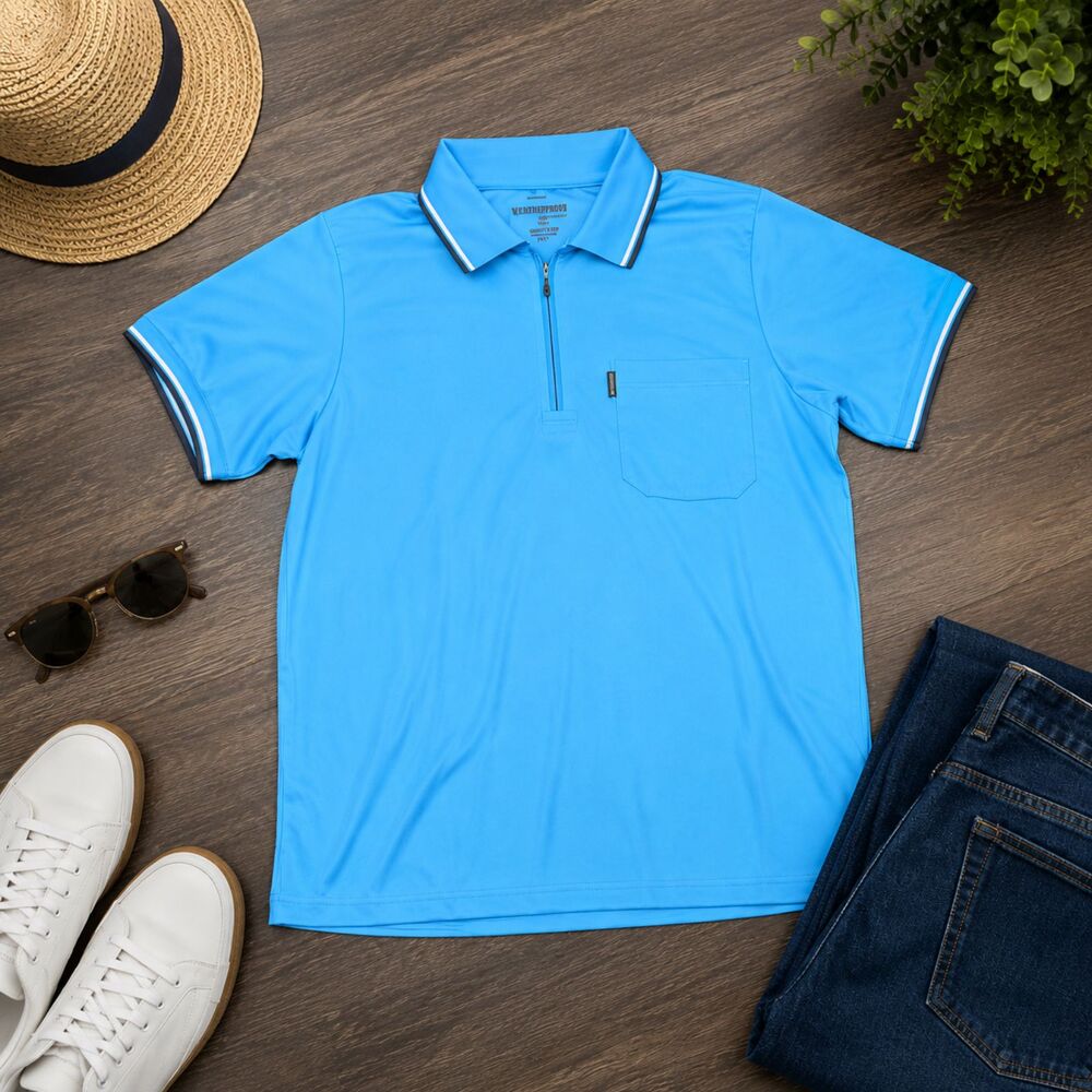 Clovery Women's Blue Golf Polo Shirt Short Sleeve 1/4 Zip Size XL (323)
